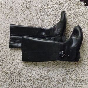 Real black leather David Tate knee boots, equestrian style, women 5.5